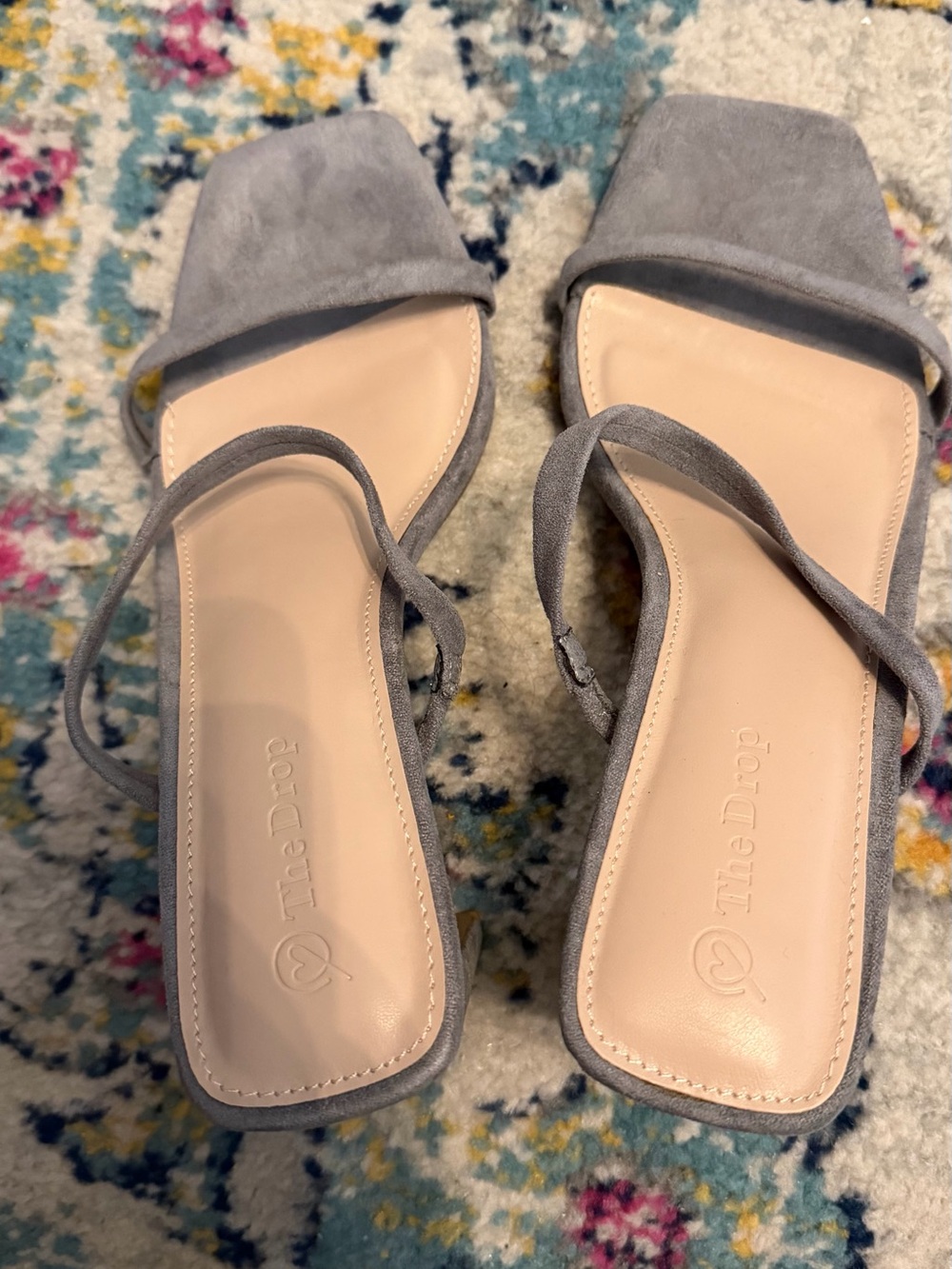 The Drop Women's Gray Square-Toe Strappy Heels - never worn